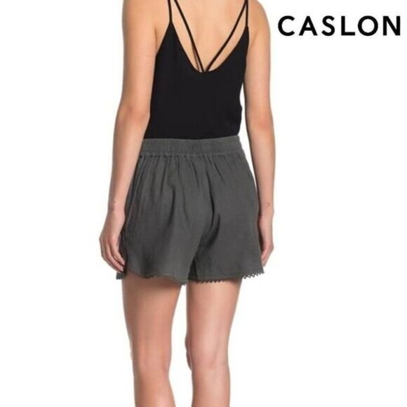 CASLON® Women's Drawstring Waist Solid Linen Blend High Rise Shorts with pockets - Picture 2 of 5